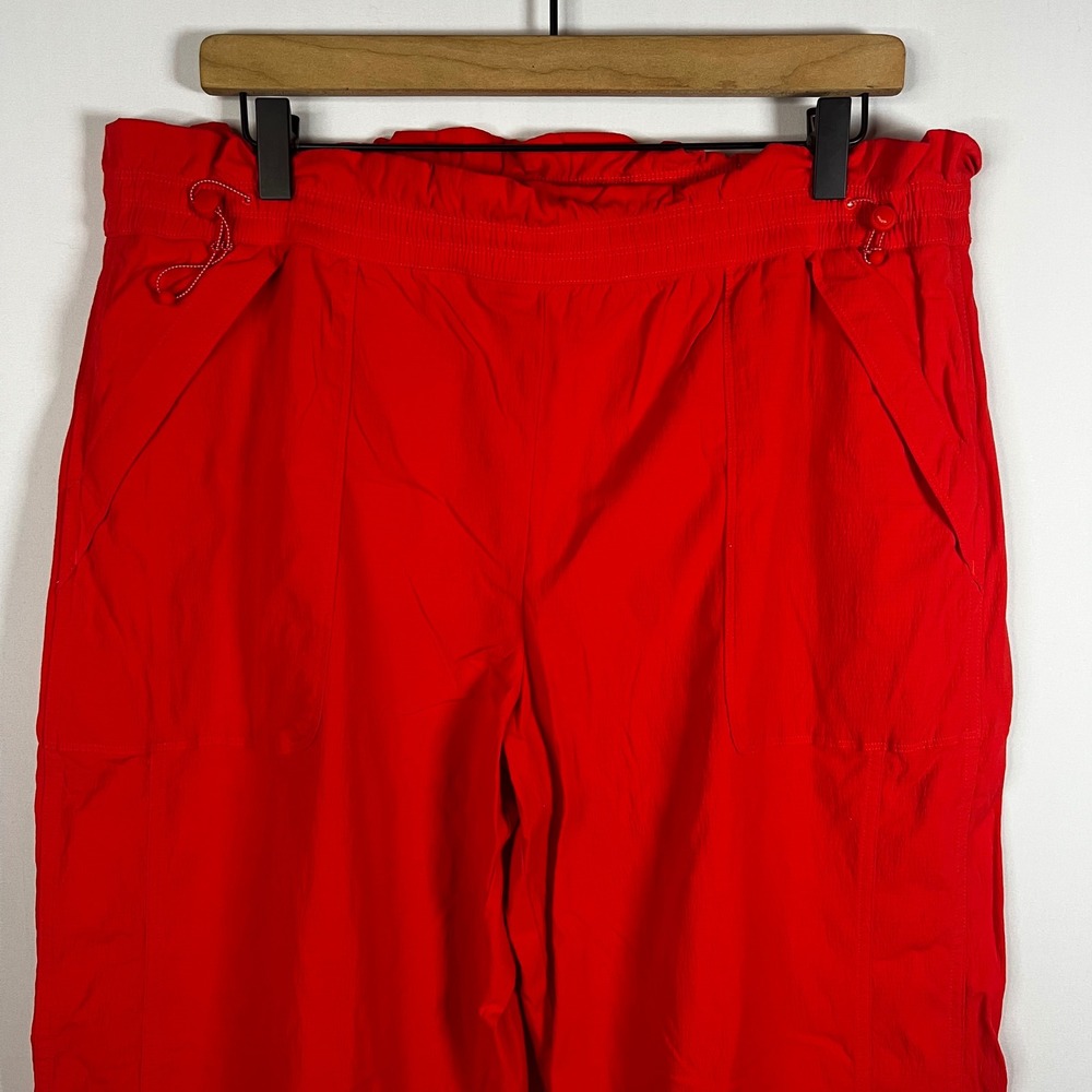 Athleta Pants Women 16 Punch Red Rise Pant Wide Leg Pull On Windbreaker Athletic - Picture 2 of 10
